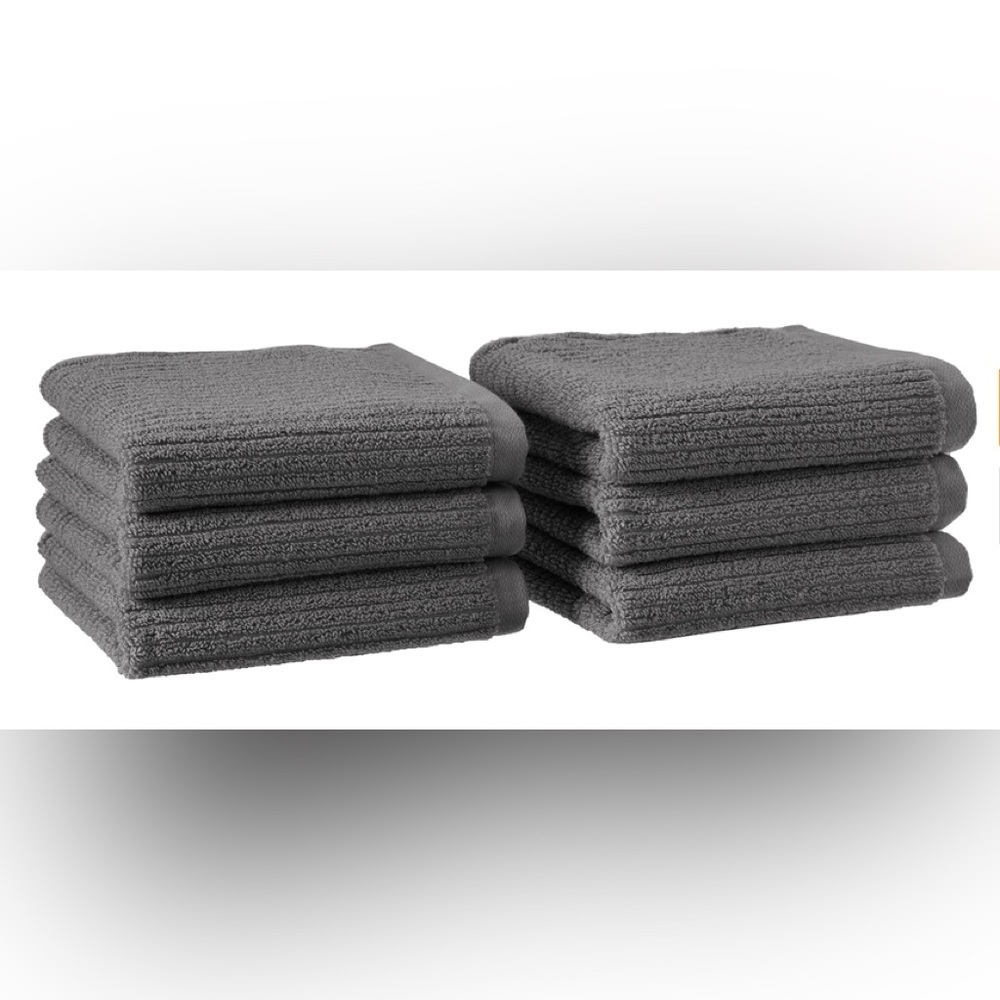 Amazon Aware 100% Organic Cotton Plush Washcloths, 6-Pack, Dark Gray Pack Of 6)